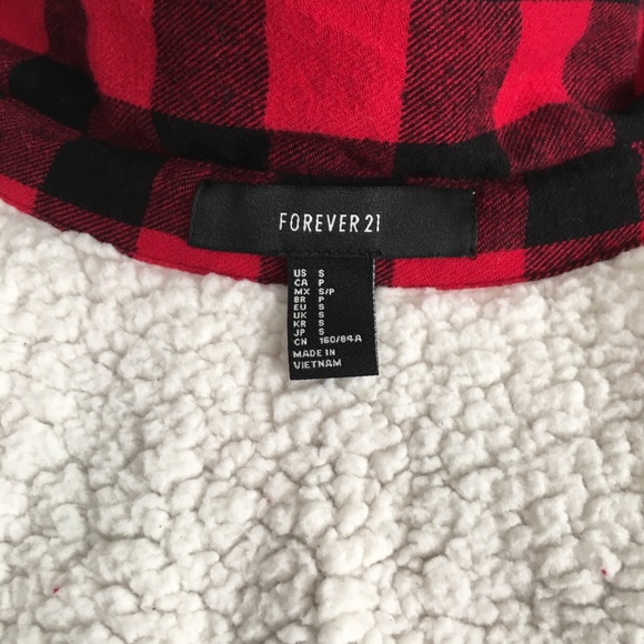 Forever 21 Sherpa-lined flannel jacket Sz Small - Picture 5 of 5